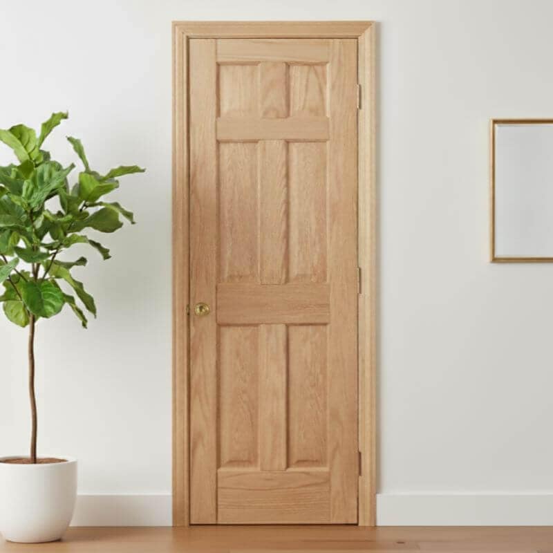 【片開きセット】レッドオーク木製室内ドア 巾813mm ジェルドウェン 66R 枠巾・塗装選択可(ノックダウン式)