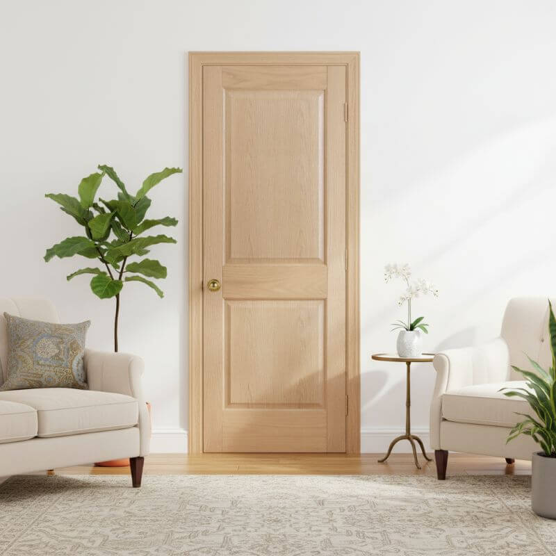 【片開きセット】レッドオーク木製室内ドア 巾762mm  ジェルドウェン 82R 枠巾・塗装選択可（ノックダウン式）