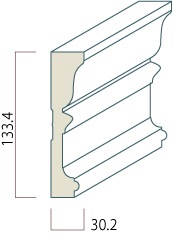 【MDFモールディング】 チェアレール MFP5020  MDF 白系下地塗装済  厚さ30.2mm x 幅133.4mm x 長さ3657mm