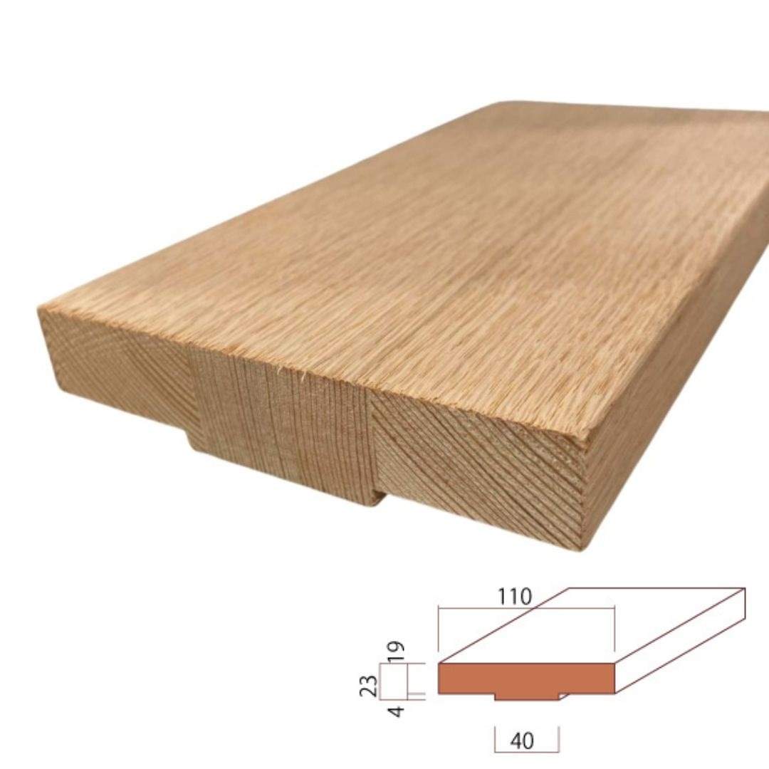 【木製モールディング】 上下モール材 TW-11019T-24 レッドオーク（単板貼）無塗装  厚さ23mm x 幅110mm x 長さ2400mm