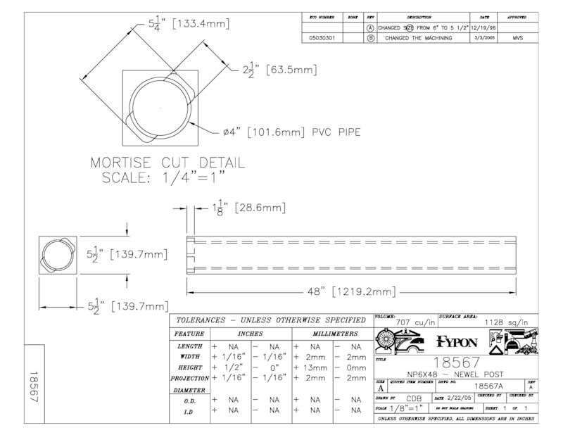 【輸入装飾材】 ファイポン ニューエルポスト(親柱) NP6x48 高さ1219mm バラスターシステム構成材
