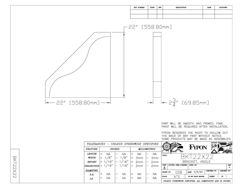 【輸入装飾材】 ファイポン ブラケット BKT22X22 厚み70mm x 奥行559mm x 高さ559mm