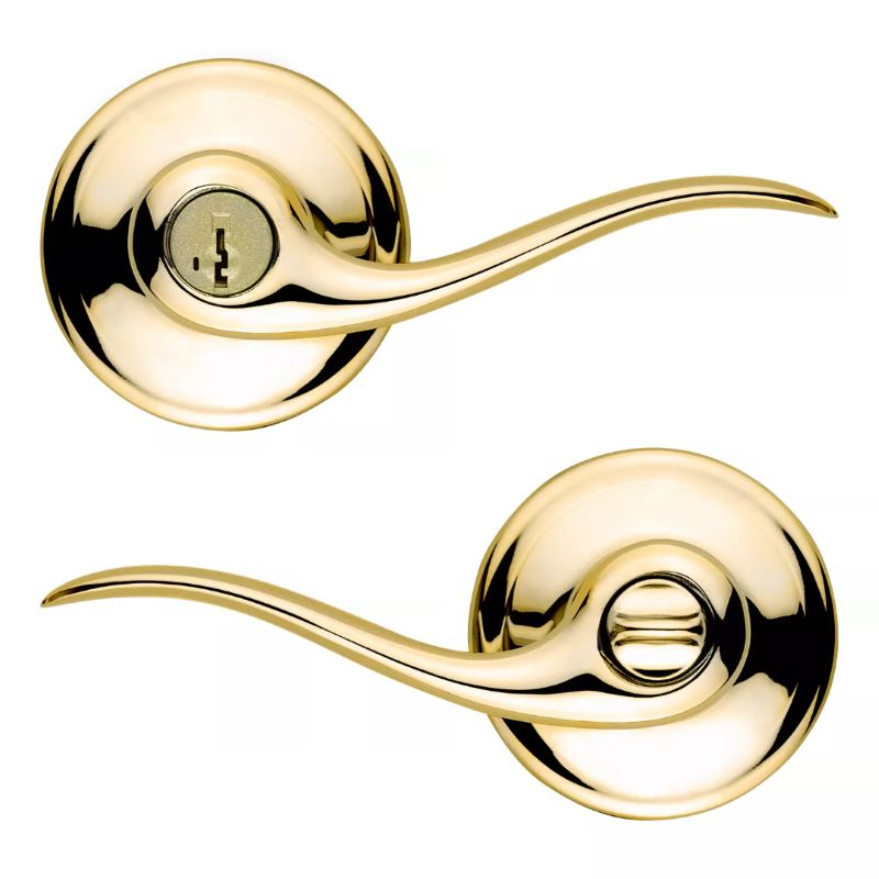 【お取り寄せ品】クイックセット 室内ドアハンドルセット タスティン 鍵付 740TNL ポリッシュブラス(US3)