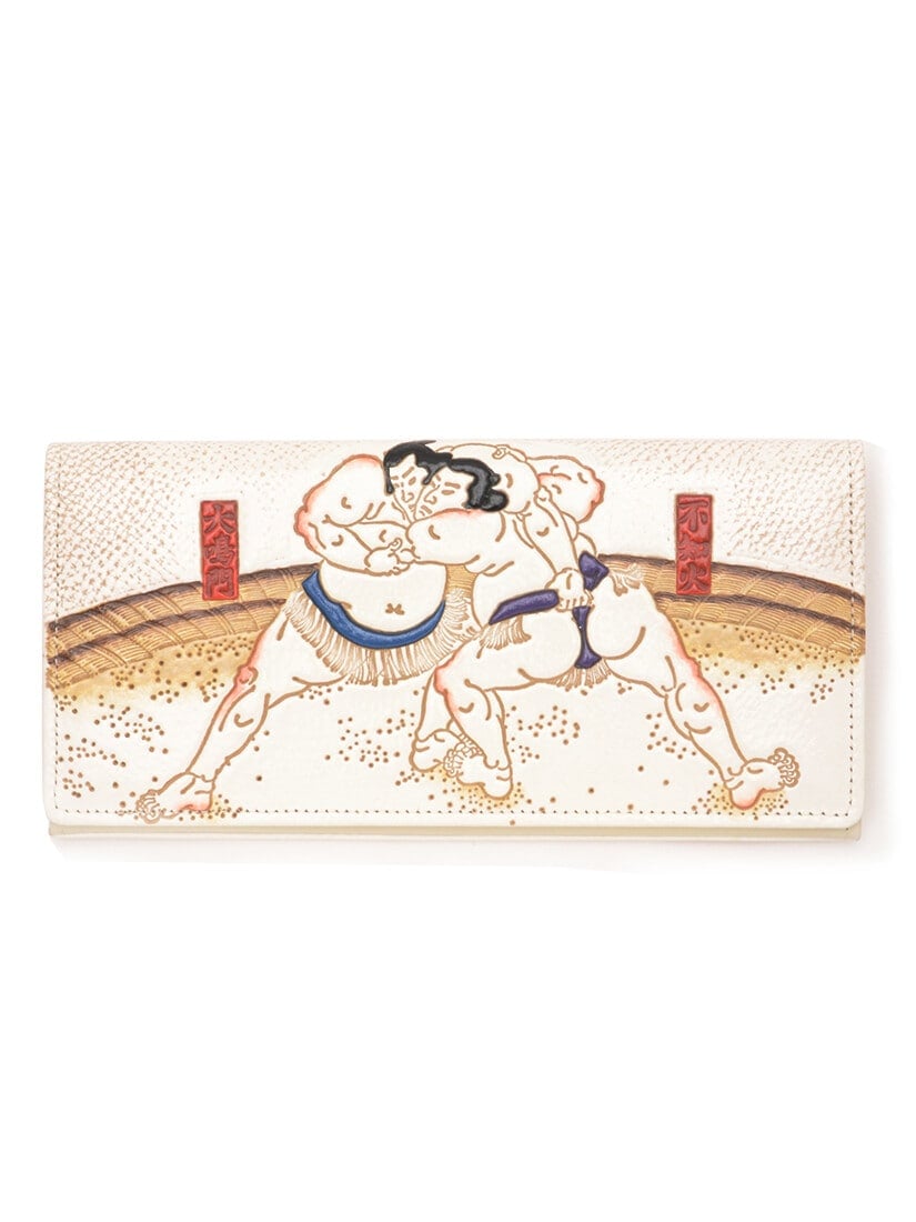 再入荷】ファスナー長財布『相撲』（その他財布）｜H.P.FRANCE公式サイト [NEKKII] 相撲 大相撲 浮世絵 和風 長財布 携帯に便利 レザー ウォレット 多機能 メンズ レディース 革 財布 現金 カ