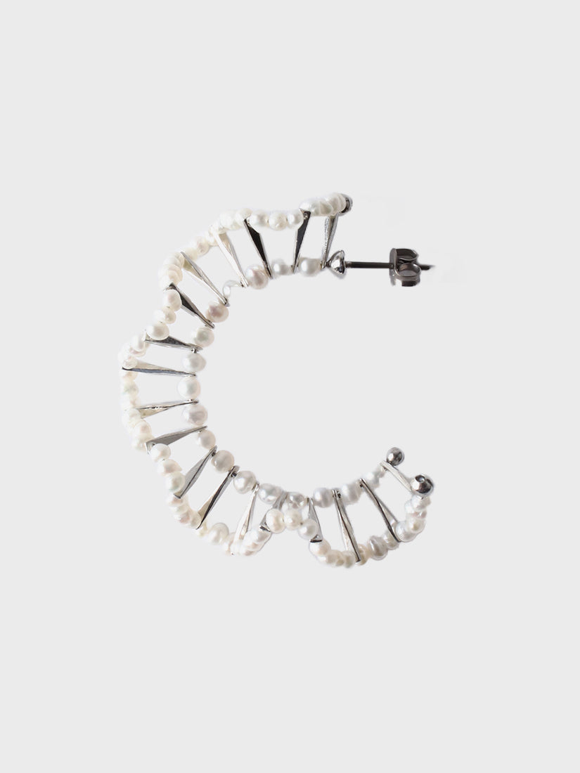 淡水パール フリル フープピアス CAD アッシュペーフランス 2個セット