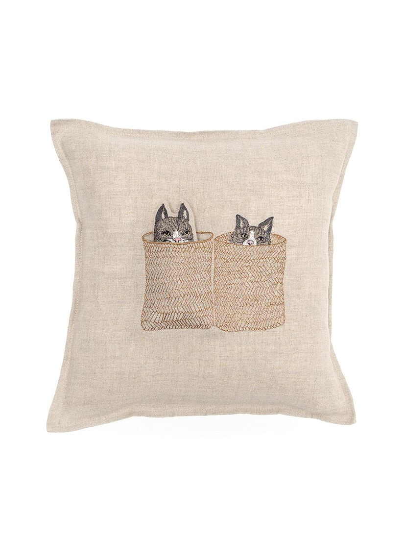 ポケットクッションカバー 30x30 Basket cat（クッション