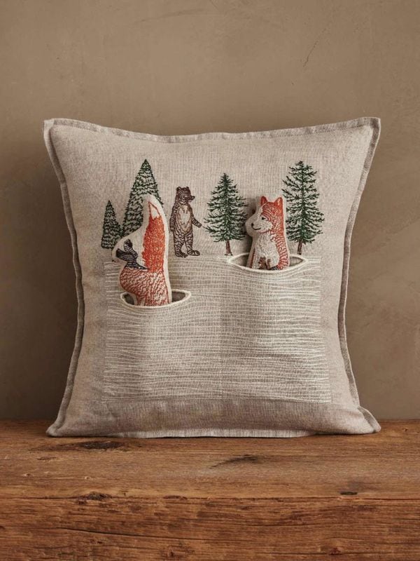 Holiday|ポケットクッションカバー 30x30 Winter Foxes