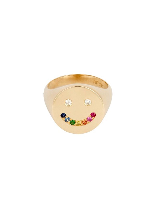 《Roxanne First》Rainbow Sapphire & Diamond Happy シグネットリング