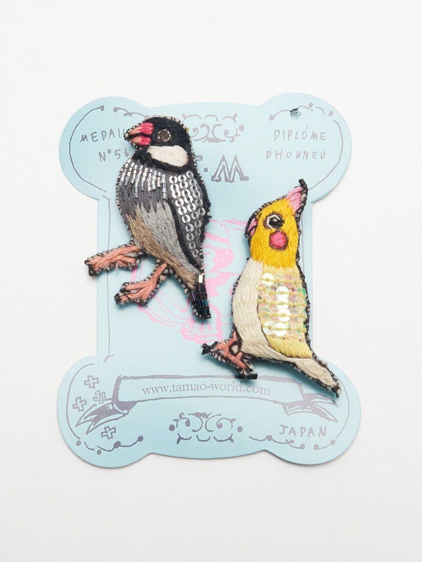 文鳥とオカメインコ ブローチ（ブローチ）｜H.P.FRANCE公式サイト