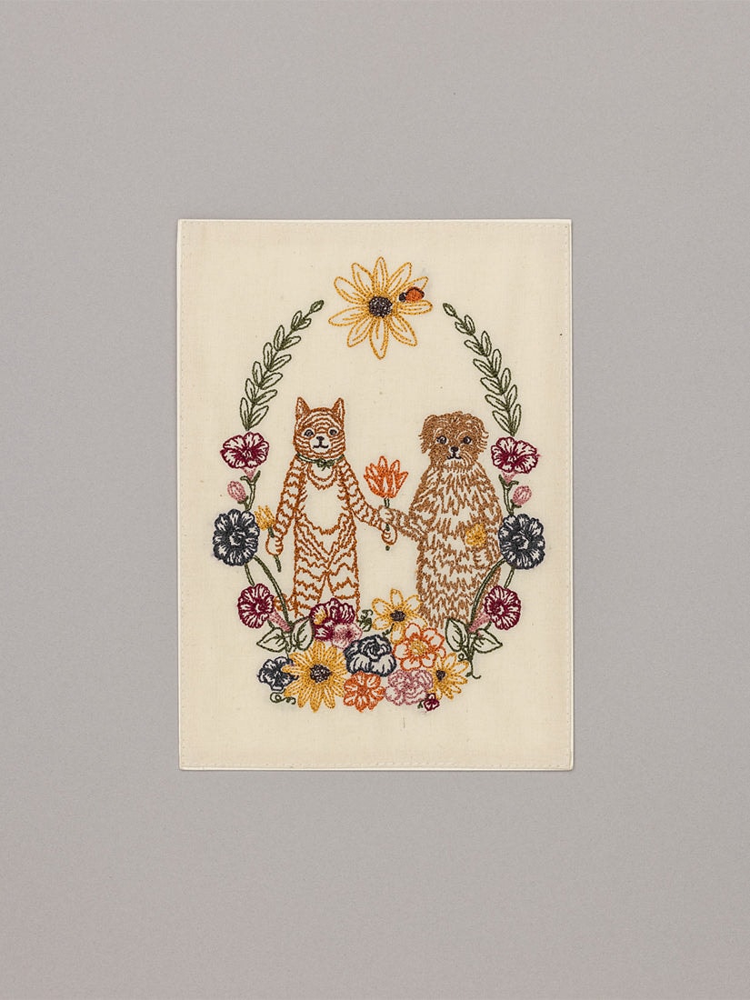 刺繍カード Cat and Dog Friends Garland（ステーショナリーその他