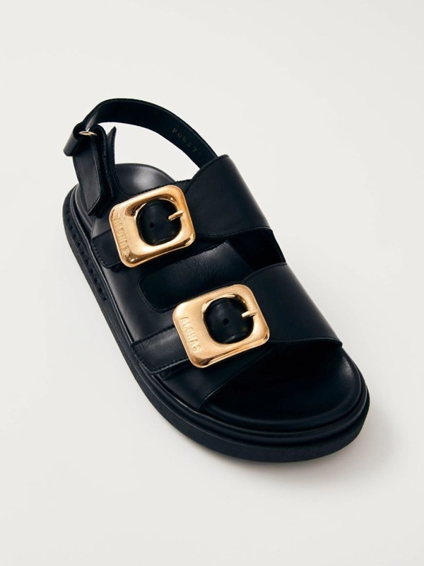 Daria Black Leather Sandals