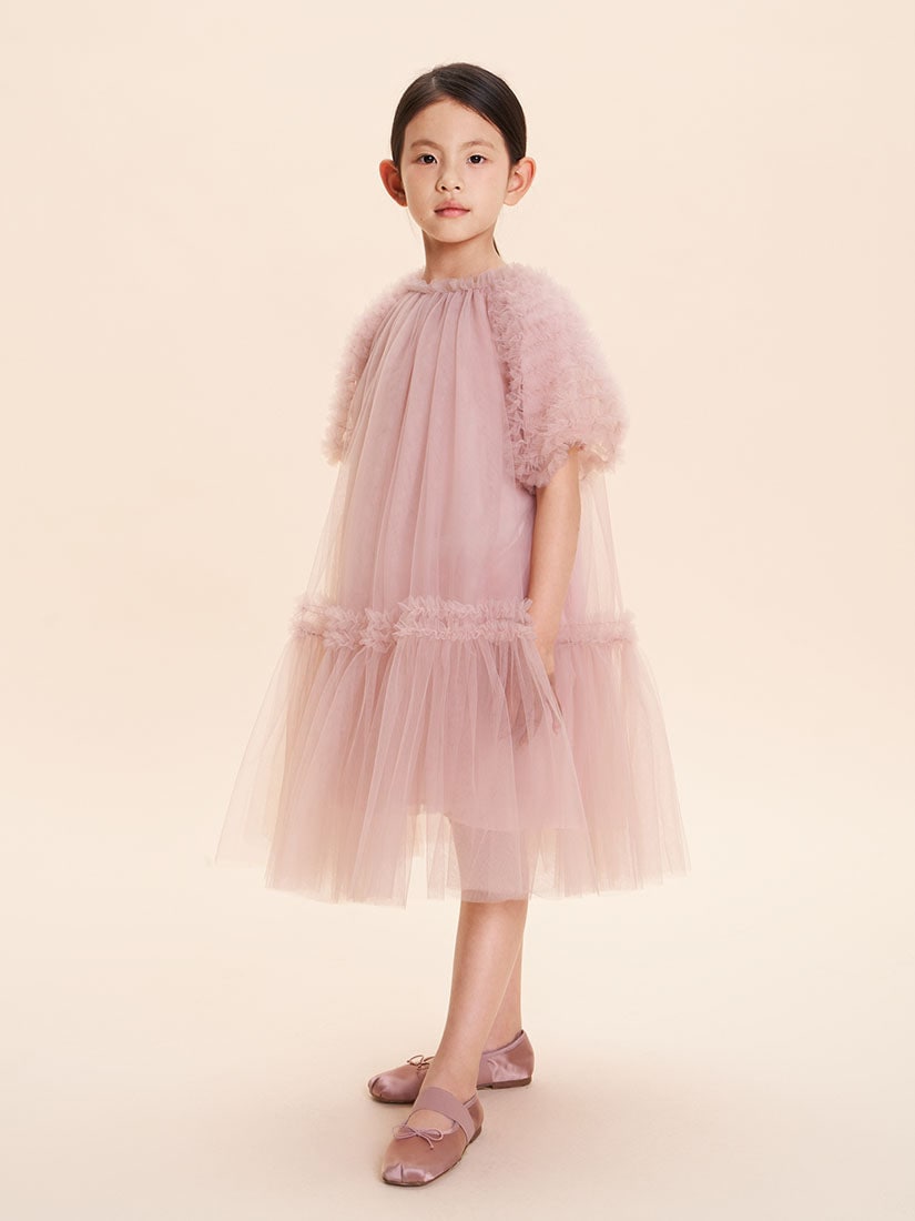 epine エピヌ　チュール　ワンピース　半袖　ホワイト epine（エピヌ）の「lace collar gather tiered onepiece