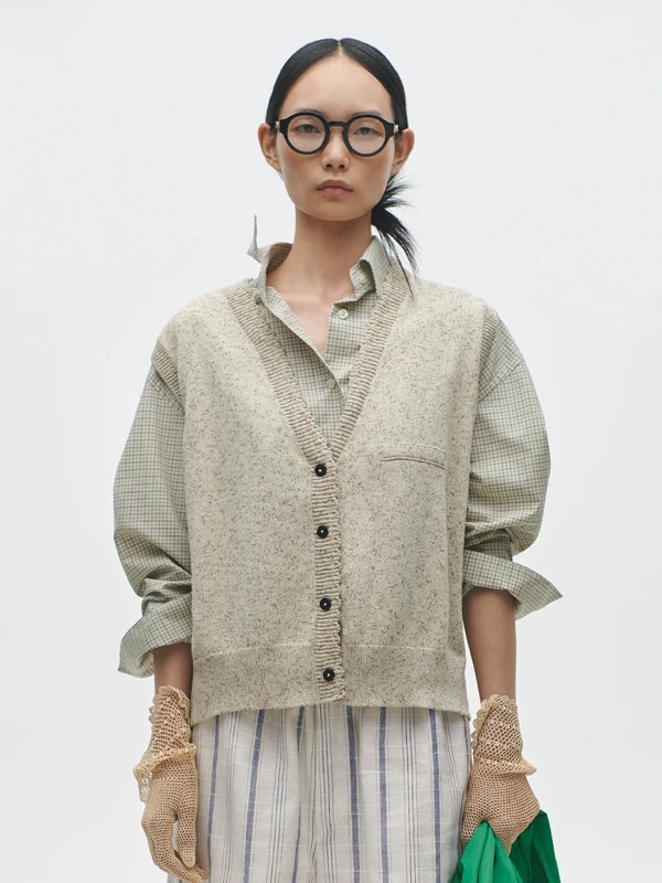 FLECKED COTTON WAISTコート
