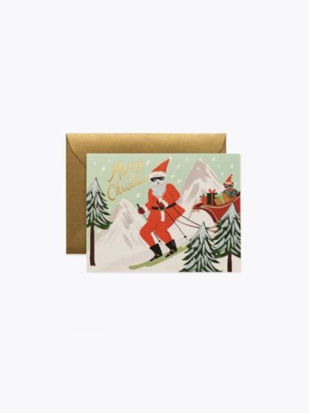 クリスマスオーナメント　スキーサンタクロース　アッシュペーフランス RIFLE PAPER CO.》スキーサンタ クリスマスカード（グッズその他
