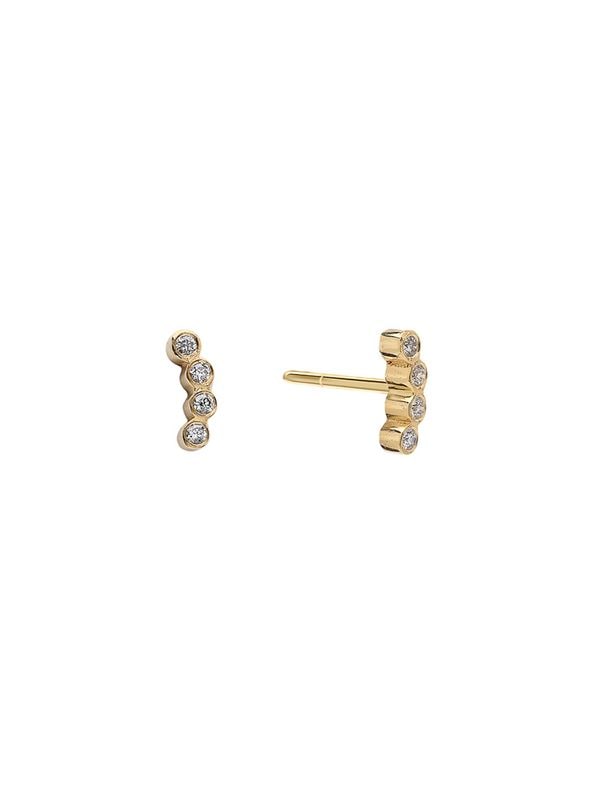 DIAMOND FLASHES Three Diamonds Curve Stud ピアス