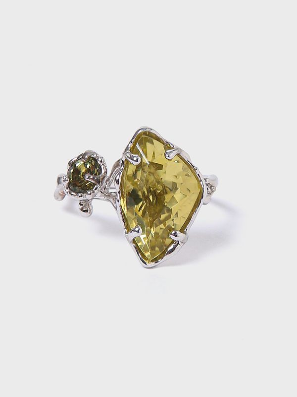 【一点もの】《shu shu me》Minamo Ring レモンクォーツ、トルマリン