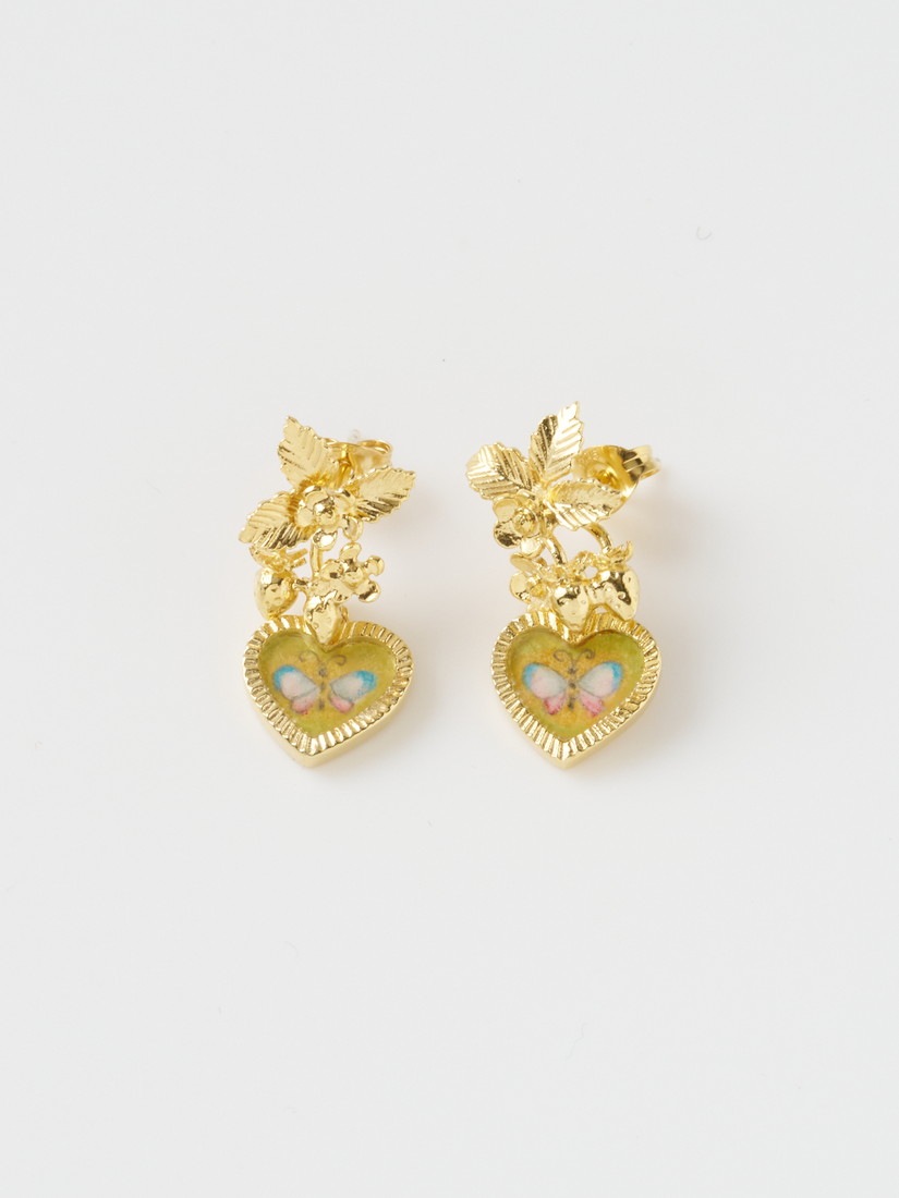 限定商品/一点もの】《Manom Jewellery》ピアス Butterfly Strawberry 