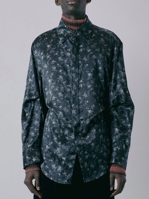 ≪KA WA KEY≫VINTAGE FLORAL SILK ORIGAMI シャツ