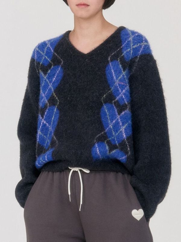 《sienne》HEART ARGYLE KNIT ニット