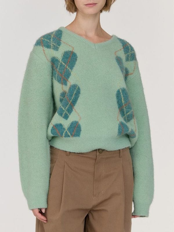 《sienne》HEART ARGYLE KNIT ニット