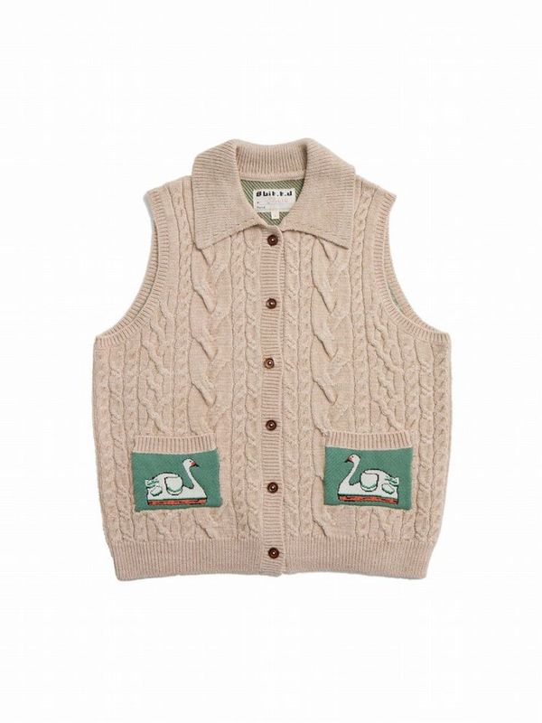 《8bit.t.d》Dango and Swan Boats Collar Sleeveless カーディガン