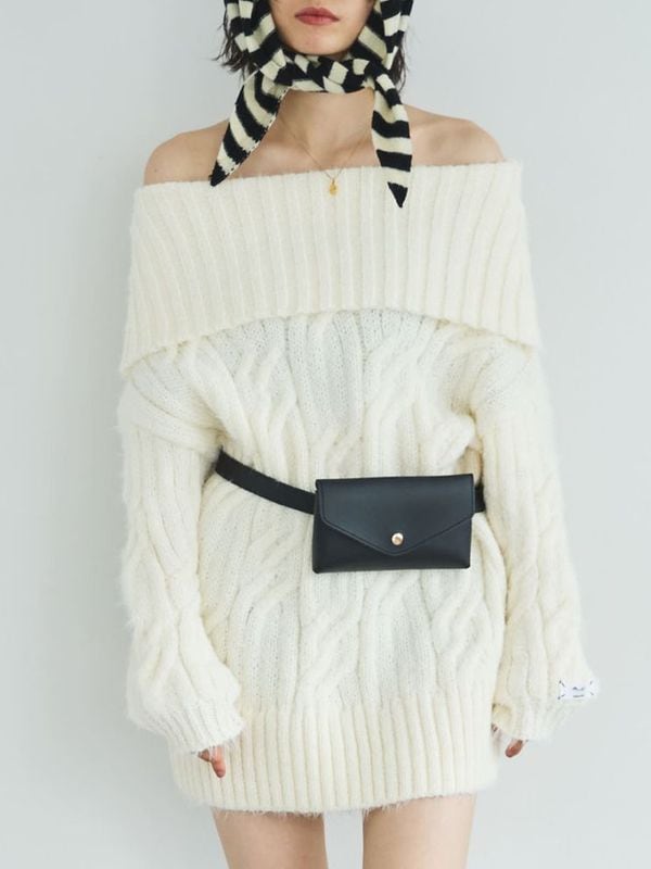 CABLE OFF SHOULDER KNIT