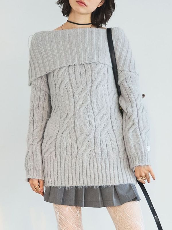 CABLE OFF SHOULDER KNIT