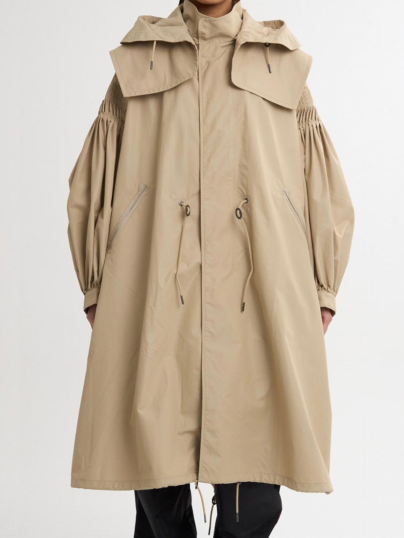 MEG MIURA》2WAY Pin tuck Leather like Nylon Long Mods コート