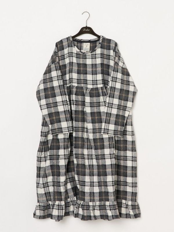 TEXTURED CHECK ONE-PIECE