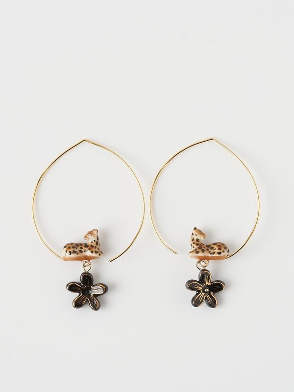 フープピアス 花とレオパード Cupsule Idole sauvage