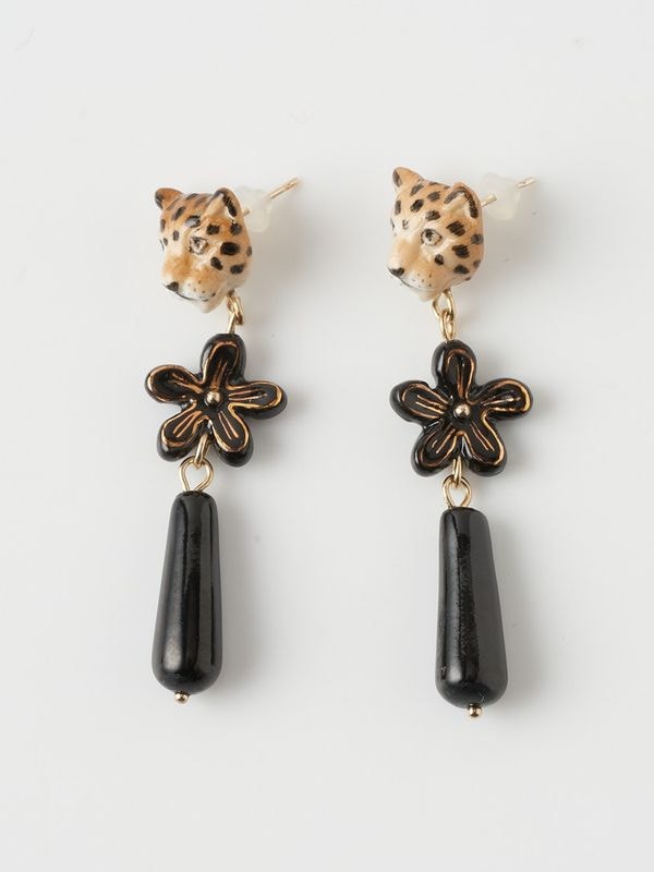 ピアス 花とレオパード Cupsule Idole sauvage