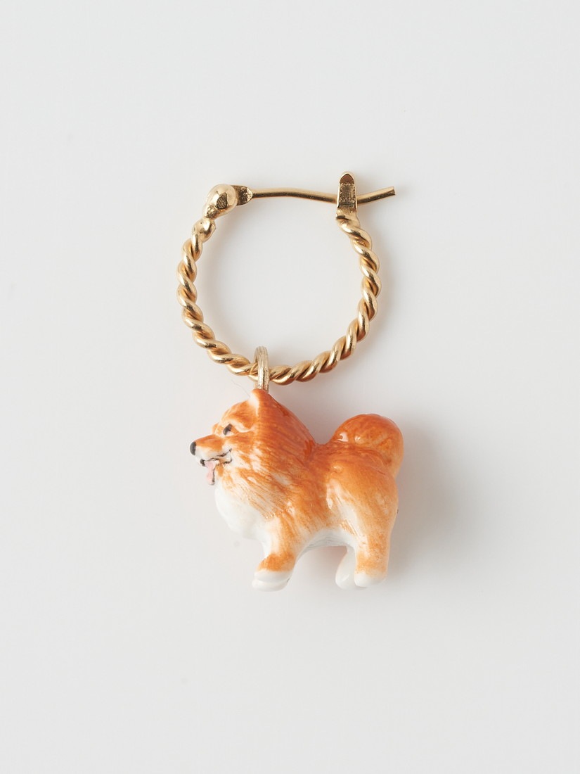 ミニチュア　車　ネックレス　ピアス ミニピアス スピッツ（片耳用）Capsule Comme chein and chat（ピアス