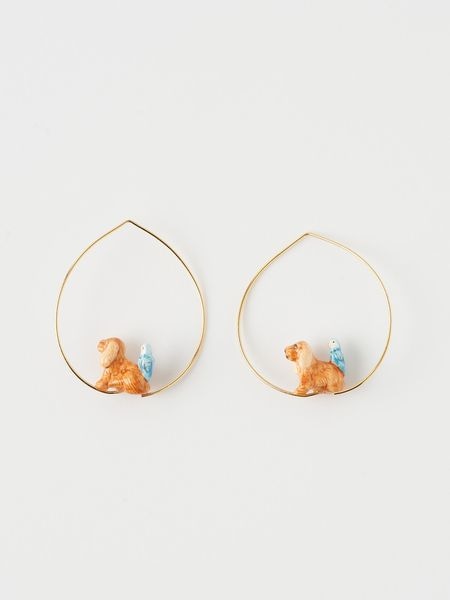 フープピアス コッカースパニエルと小鳥 Capsule Comme chein and chat