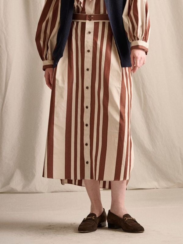 ビックストライプ ロングシャツスカート