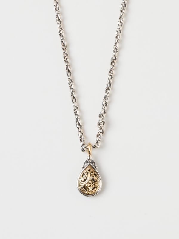 Teardrop Charm Light Double Loop Chain ネックレス