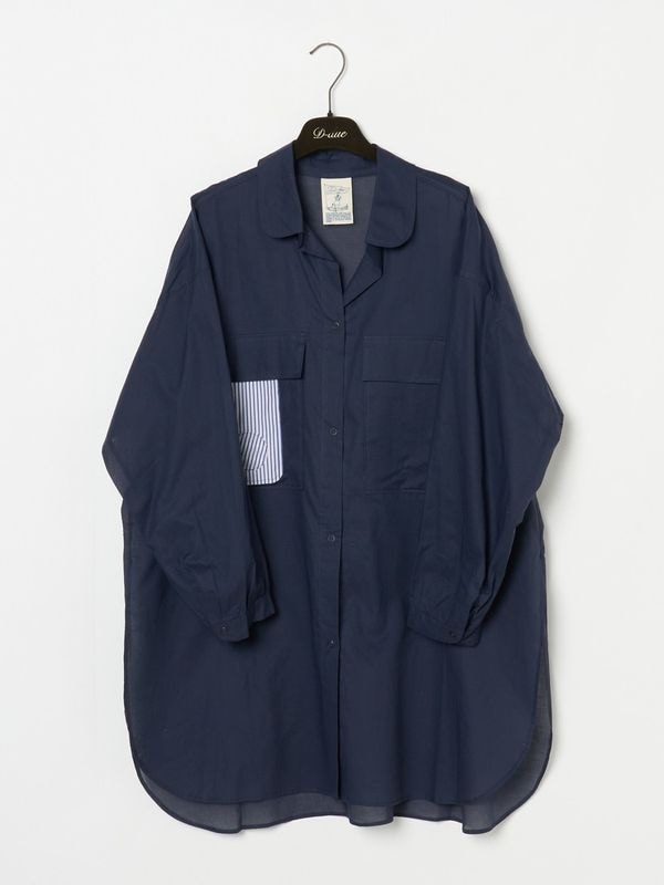 Sheer Cotton シャツ with Pinstripe Pocket