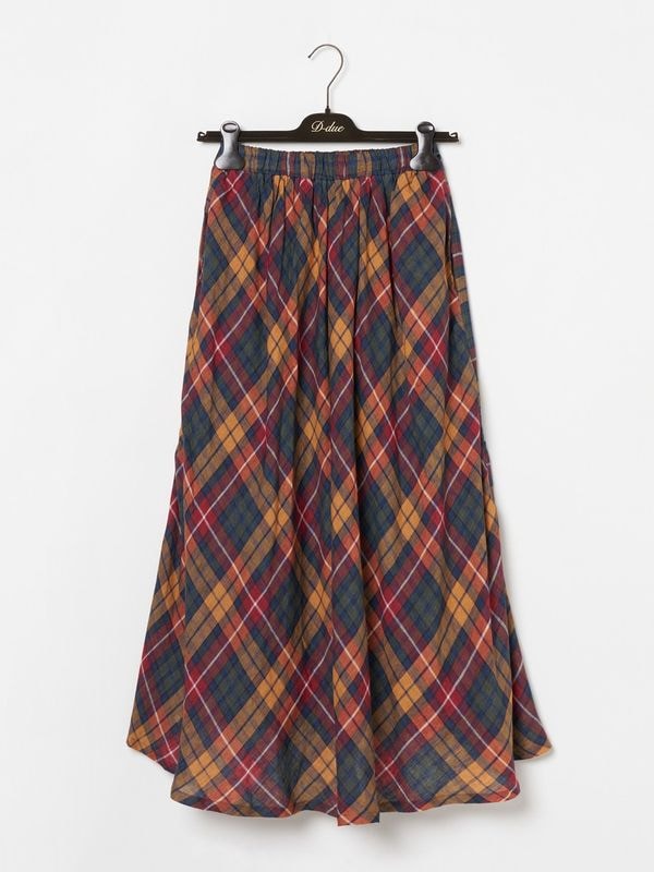 Check Linen Gather スカート