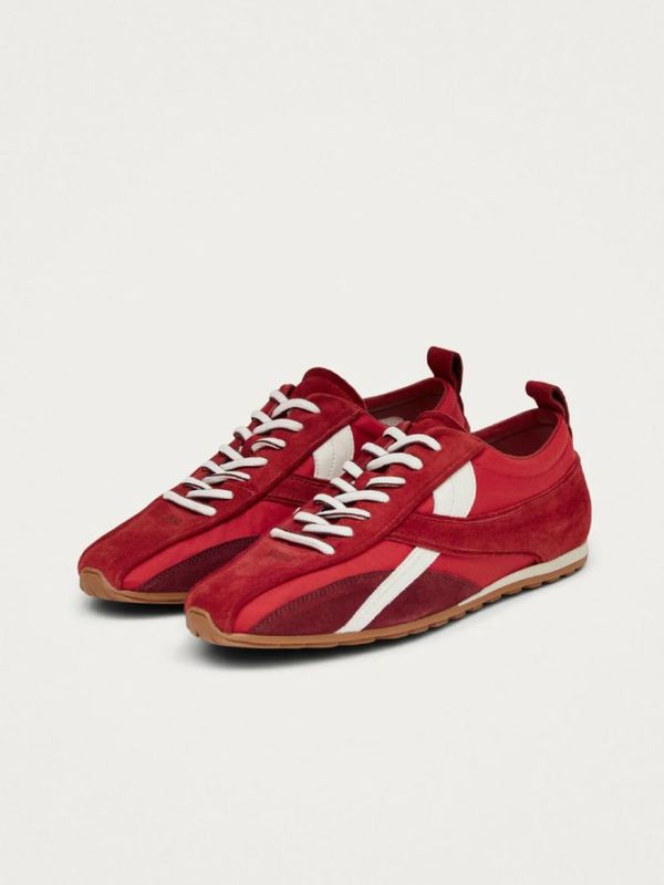 Nylon Red Leather Sneakers