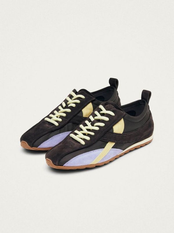Nylon Brown Leather Sneakers