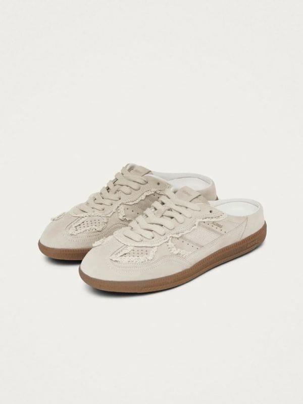 Mule Crochet Cream Leather Sneakers