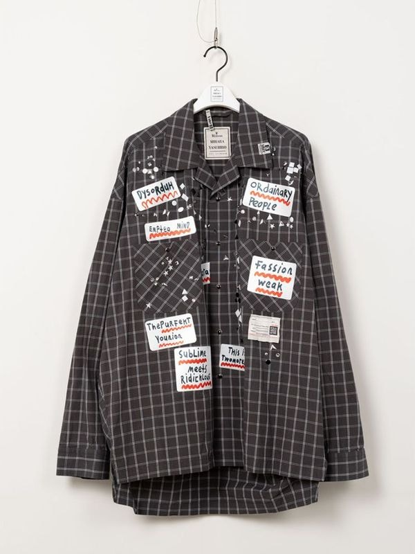 《MIHARA YASUHIRO》L/S CHECK SH w STICKER シャツ