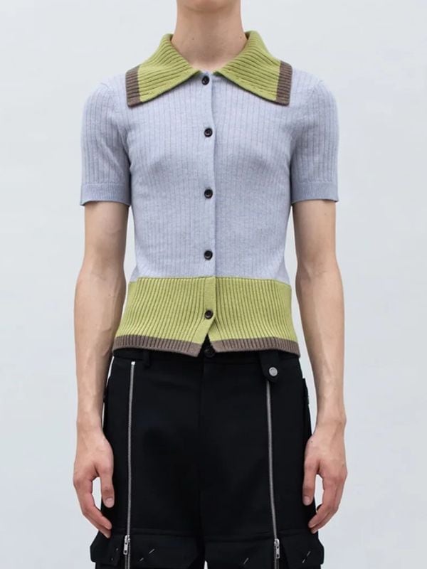《EGONLAB》CONTRASTED RIBS KNIT ポロ