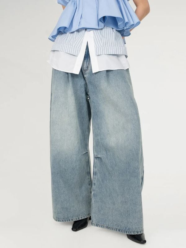 《Feng Chen Wang》2 IN 1DECONSTRUCTED デニム パンツ