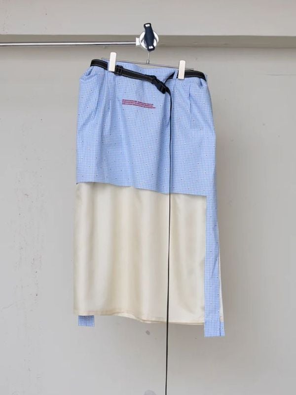 《BODYSONG.》CUT JACQUARD GINGHAM LAYERED MINI スカート
