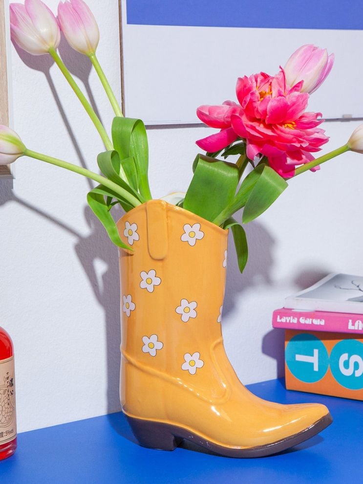 DOIY》フラワーベース Rodeo Cowboy Boot Yellow（花瓶）｜H.P.FRANCE