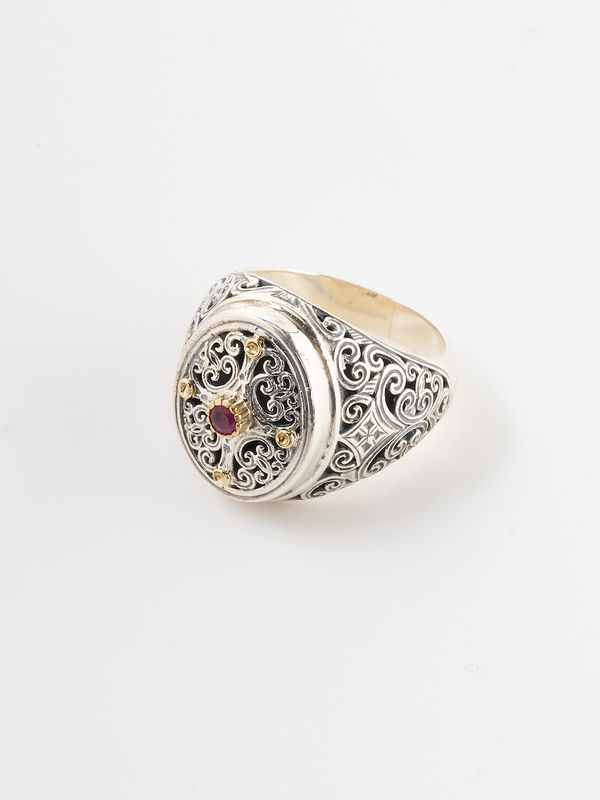 Mediterranean SV925 × 18K Gold × Ruby Oval リング