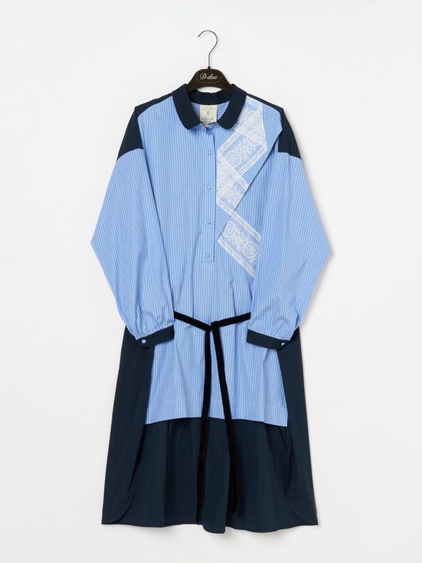 PINSTRIPE Lace Ribbon ブラウス