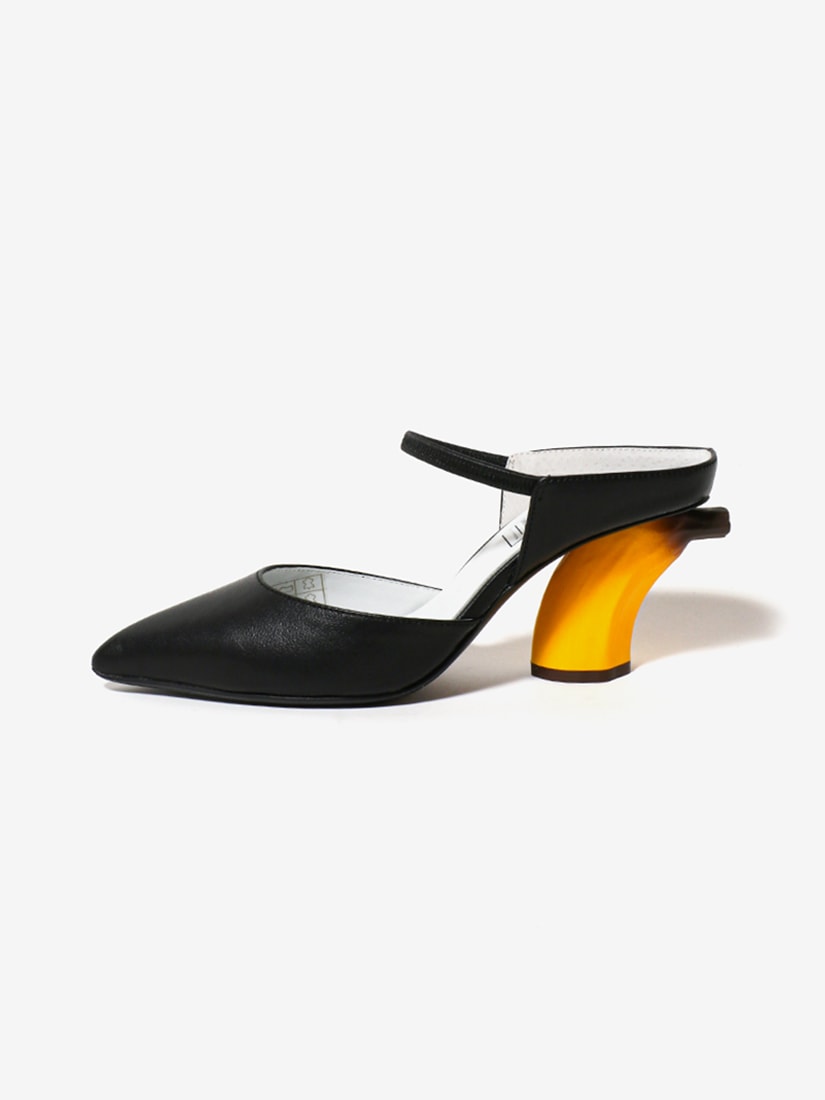 【YELLO 】レースアップミュールパンプス Mサイズ23.5cm 黒 BANANA HEEL ミュール（シューズ）｜H.P.FRANCE公式サイト