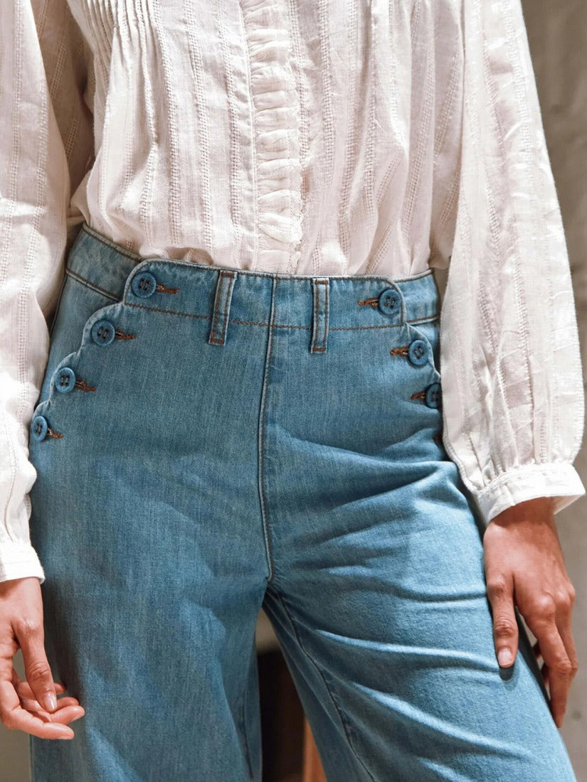 EMILE&IDA デニムパンツ こども ビームス（こども ビームス）EMILE & IDA / 刺繍フリル デニム