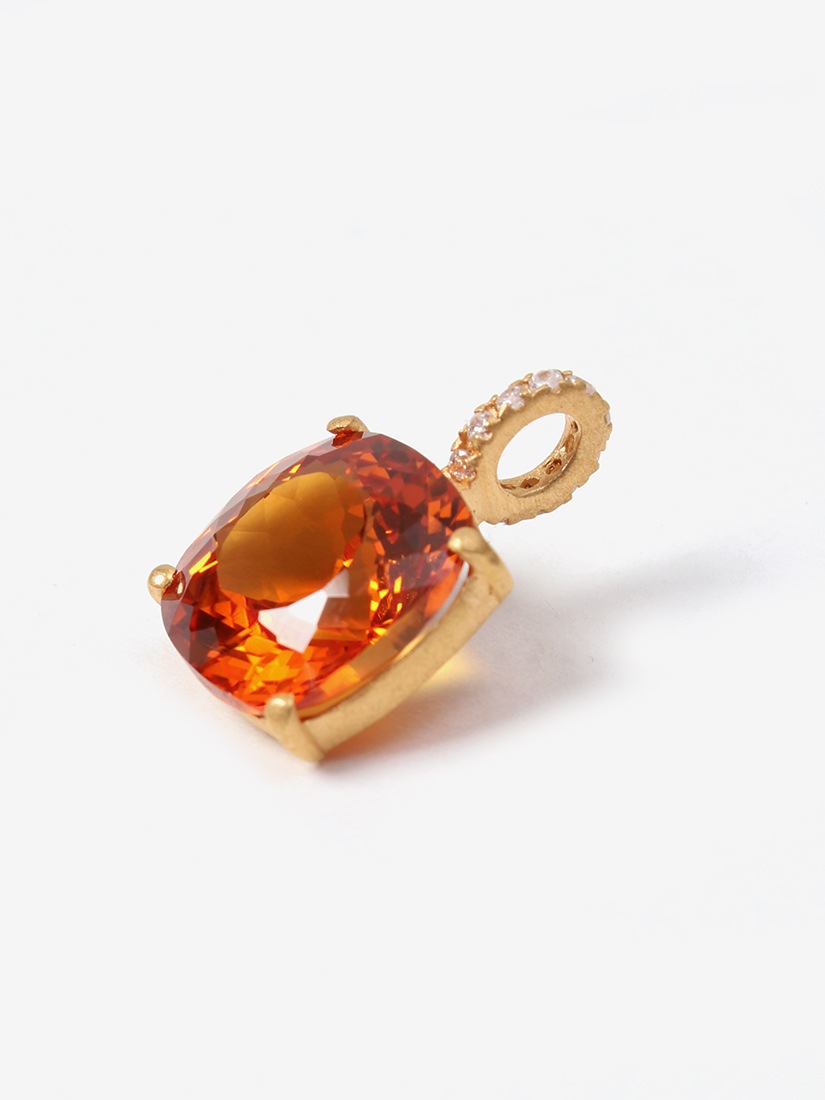 パラジウムシルバー950 オレンジサファイア チャーム 一点もの】《Kui Co.》サファイアチャーム（チャーム）｜H.P.FRANCE